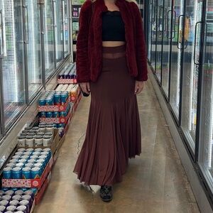 Burgundy see-through maxi skirt